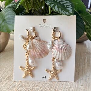 NWT H&M Starfish Shell Long Dangle Earrings